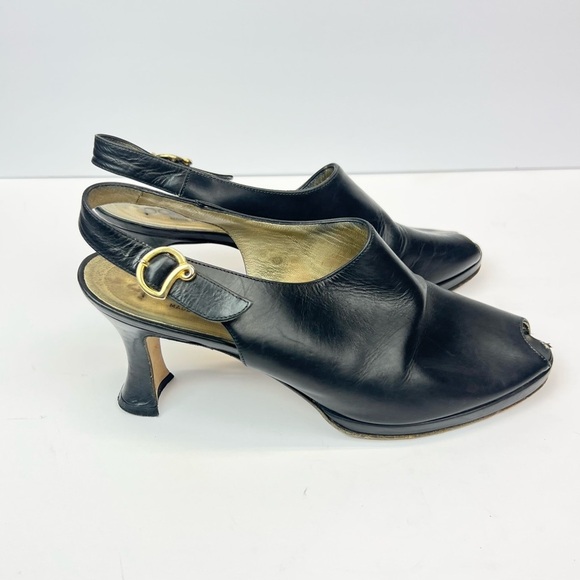 Paloma Shoes - Paloma Sandals Size 9.5 AA Elegant Black Leather Heels Made In Italy